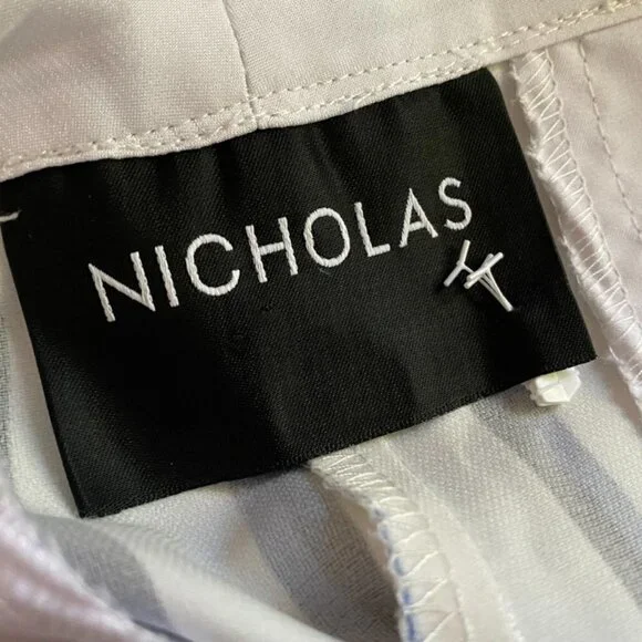 NICHOLAS White Striped Straight Leg Pants Size 10